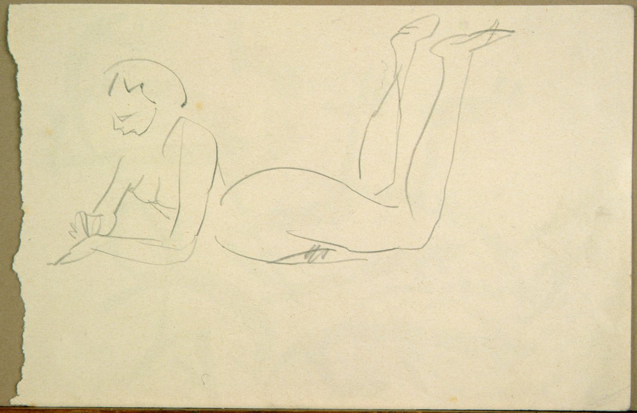 Naga dziewczyna leżąca na podłodze (atrament na papierze) autorstwa Henri Gaudier Brzeska