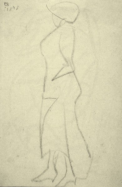 Promenader z boku (czarna kreda na papierze) autorstwa Henri Gaudier Brzeska