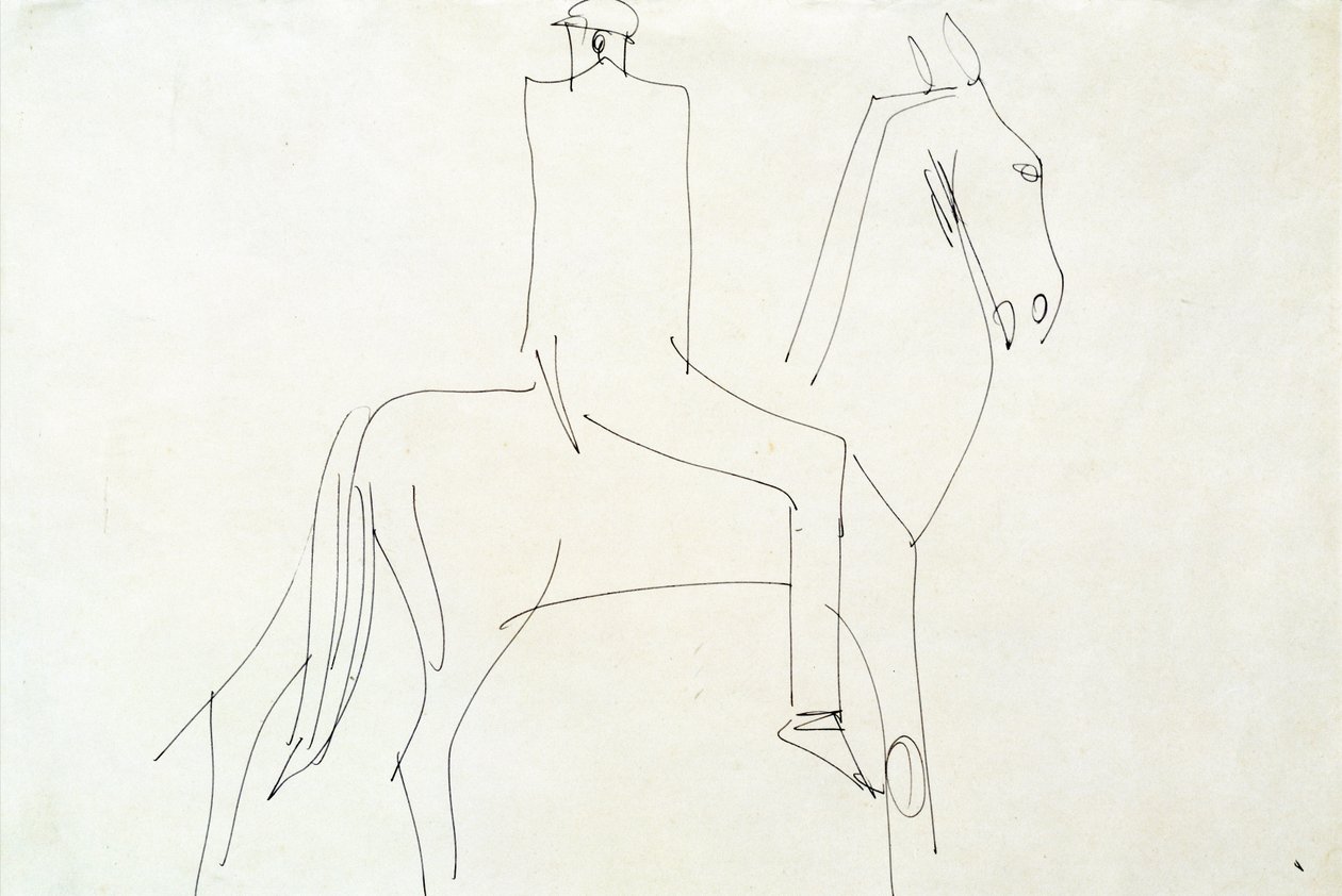 Jeździec w Rotton Row, 1913 (pióro i atrament na papierze) autorstwa Henri Gaudier Brzeska