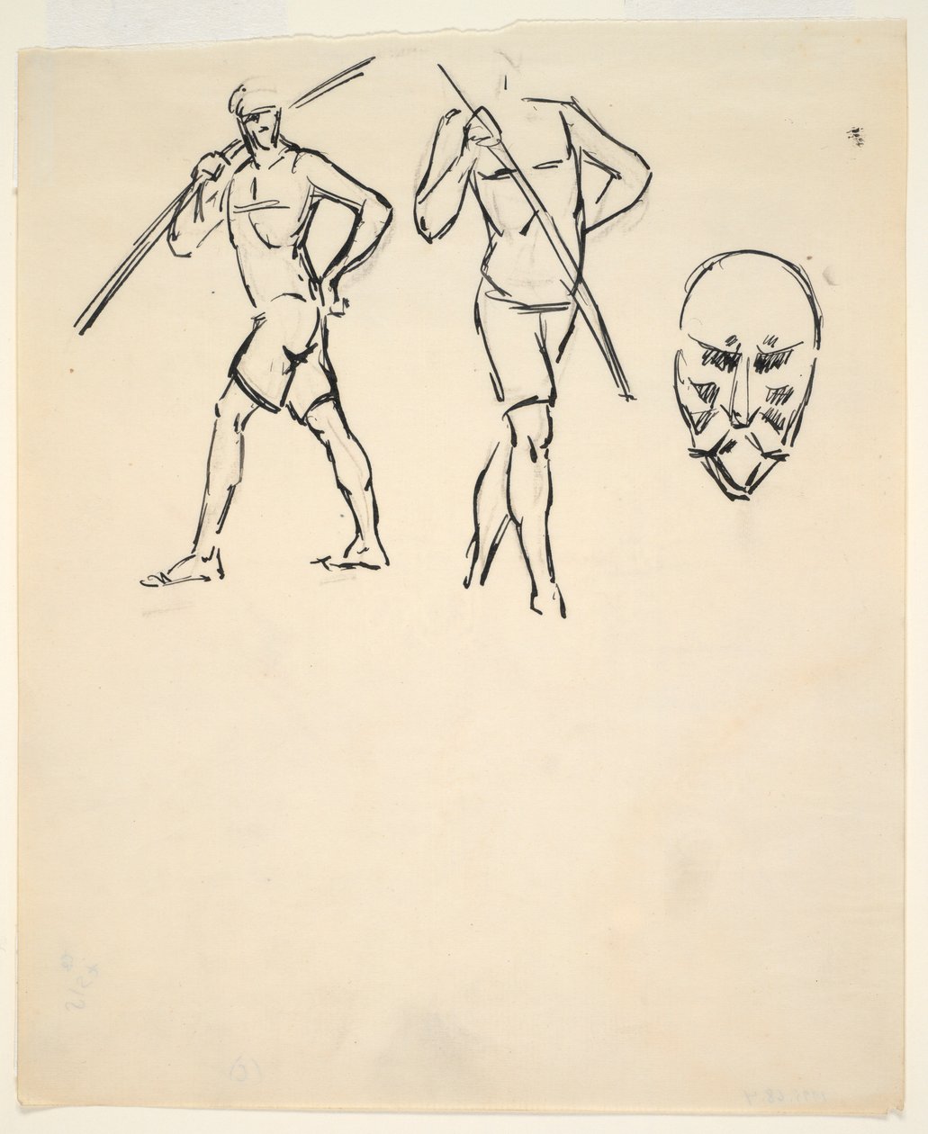 Arkusz szkiców [Dwie postacie i stylizowana głowa] autorstwa Henri Gaudier Brzeska