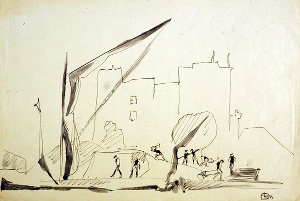 Thames barka w London Docks autorstwa Henri Gaudier Brzeska