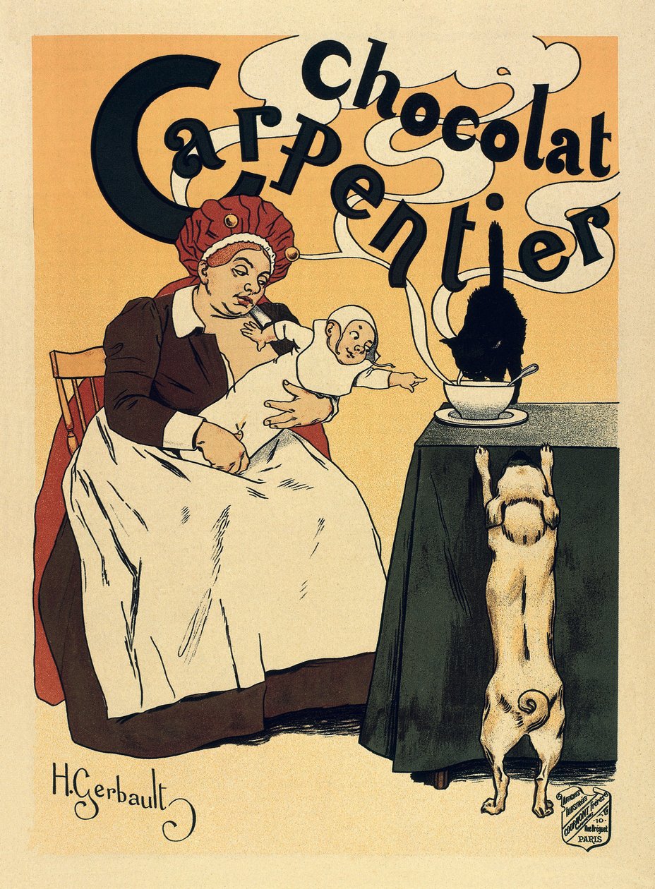 Reklama napoju czekoladowego Carpentier, ok. 1900 (plakat) autorstwa Henri Gerbault