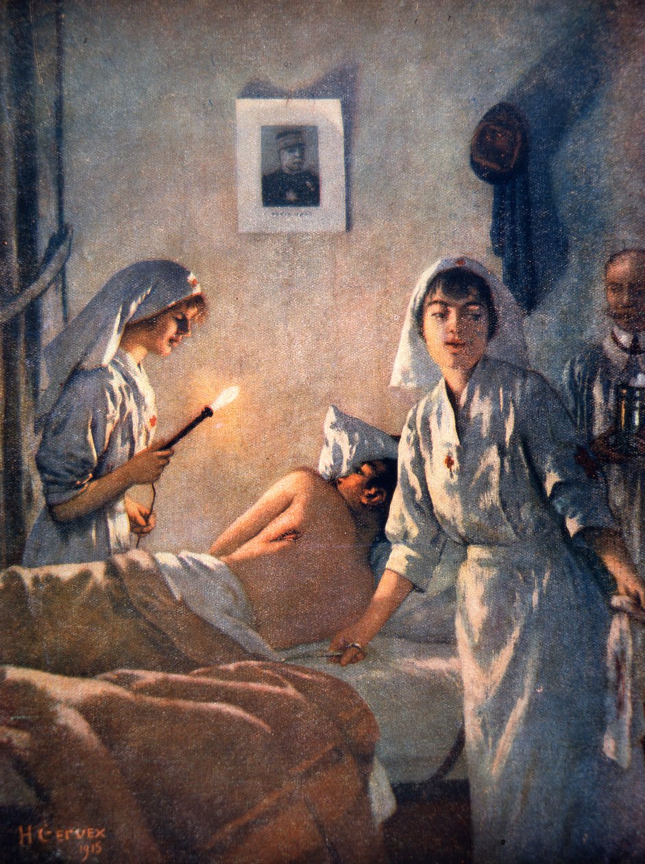 Francuskie pielęgniarki opiekują się rannymi żołnierzami autorstwa Henri Gervex