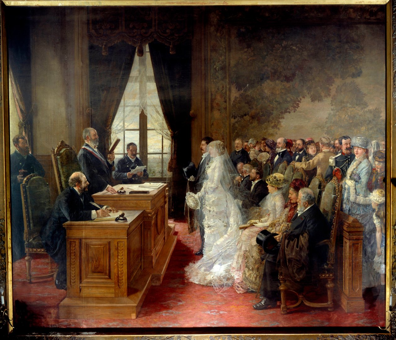 Cywilny ślub Mathurina Moreau odbył się w paryskim ratuszu w 1881 roku. Obraz Henri Gervex (1852-1929) autorstwa Henri Gervex