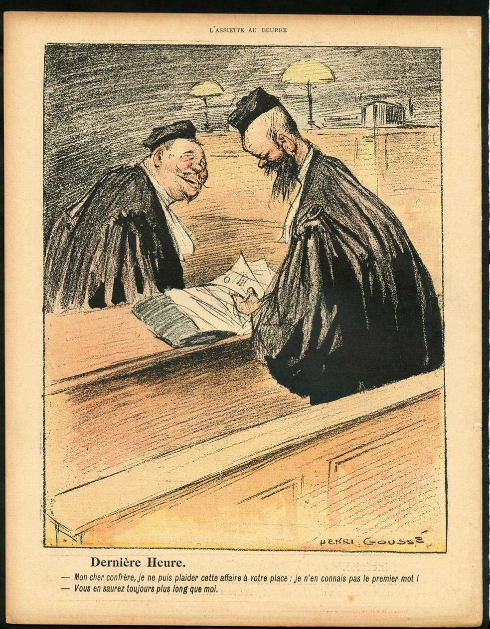 Talerz maślany, satyryczny w kolorze autorstwa Henri Gousse