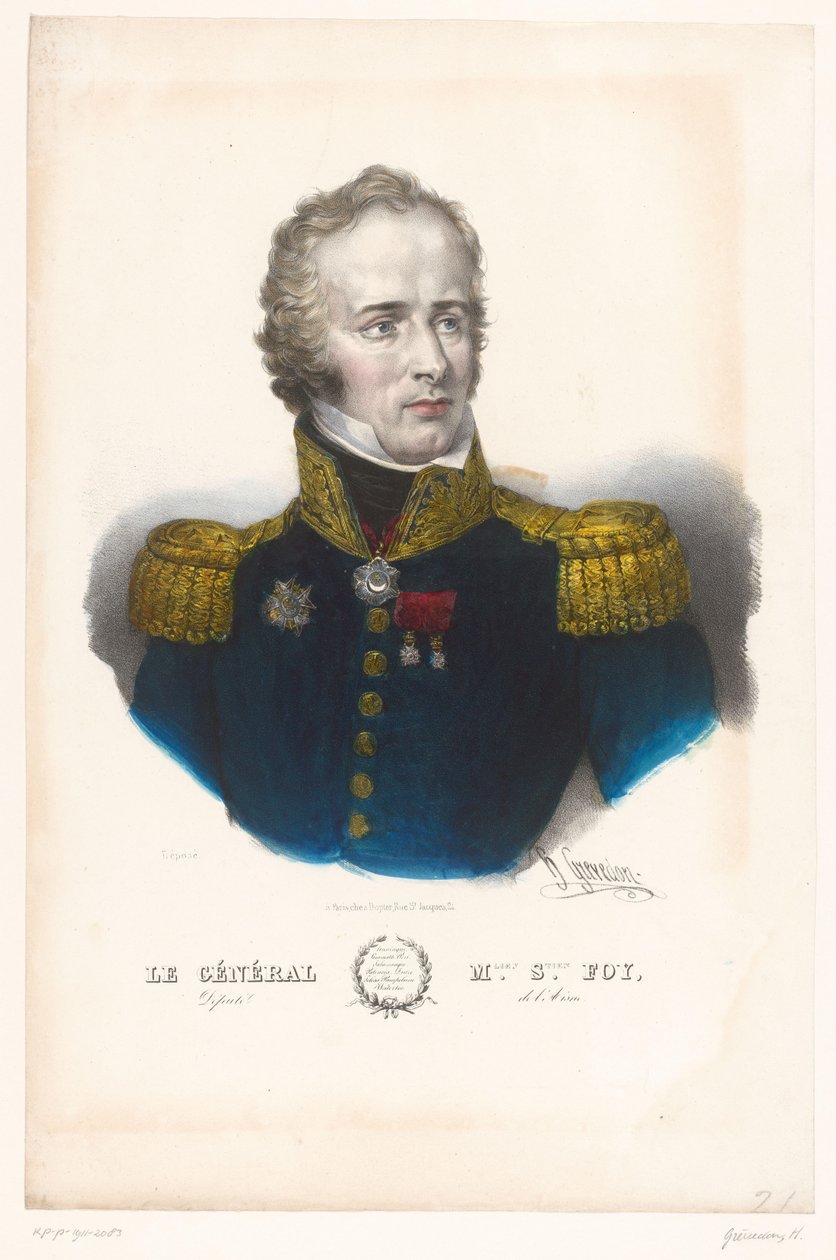 Portret Maksymiliana Sebastiena Foy Generał M.lien S.tien Foy, poseł do Aisne (tytuł na obiekcie) Generaals van het Keizerrijk (tytuł serii) autorstwa Henri Grevedon