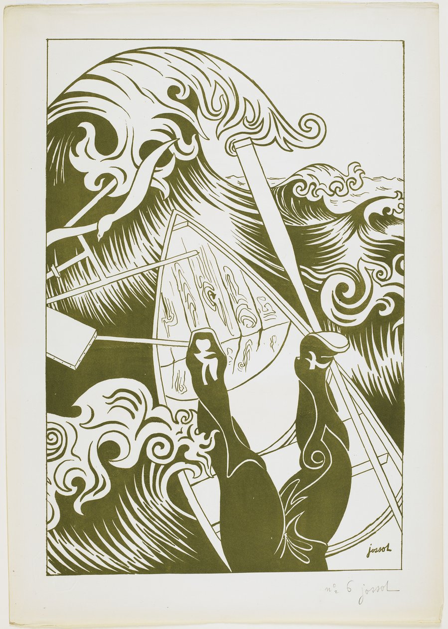La Vague (Fala) 1894 (litografia wykonana oliwkowozielonym tuszem) autorstwa Henri Gustave Jossot