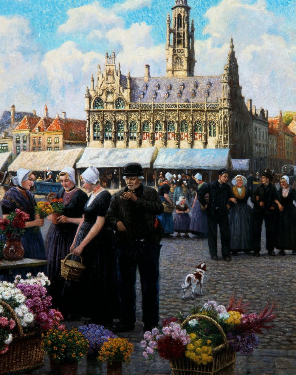 Targ kwiatowy w Middelburgu (olej na płótnie) autorstwa Henri Houben