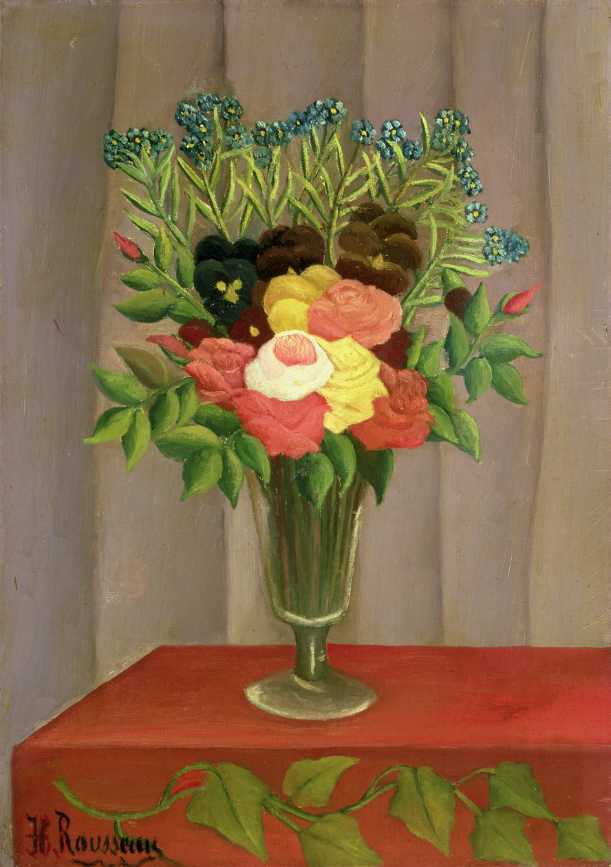 Kwiaty z lawendowym tłem autorstwa Henri J.F. 1844 1910 Rousseau