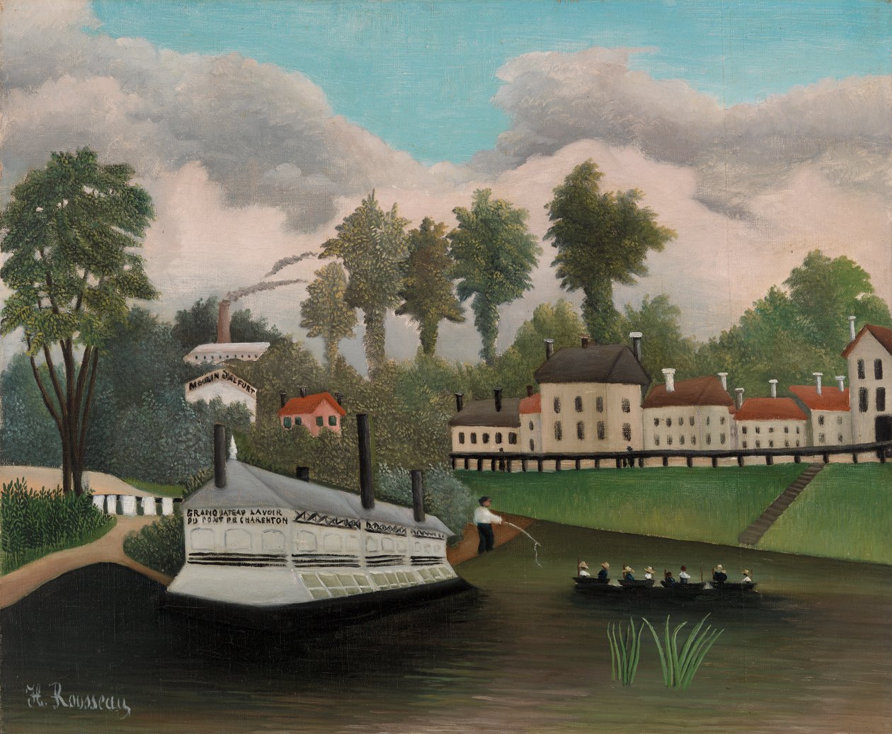 Duża myjnia łodzi Pont de Charenton, 1895 r autorstwa Henri J.F. 1844 1910 Rousseau