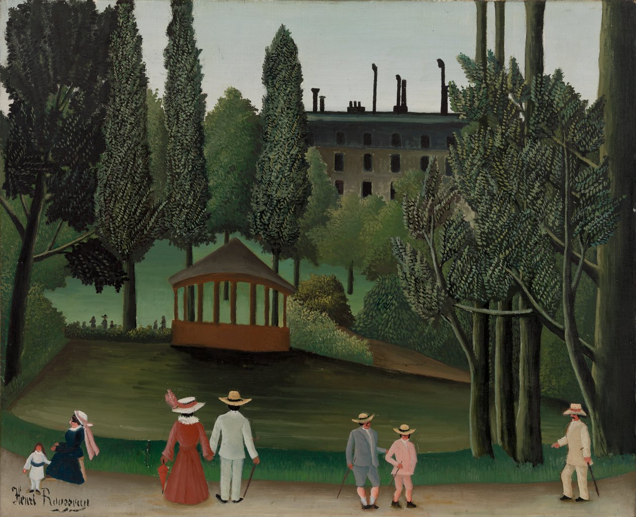 Widok na park Montsouris, kiosk, prawdopodobnie 1908-1910 autorstwa Henri J.F. 1844 1910 Rousseau
