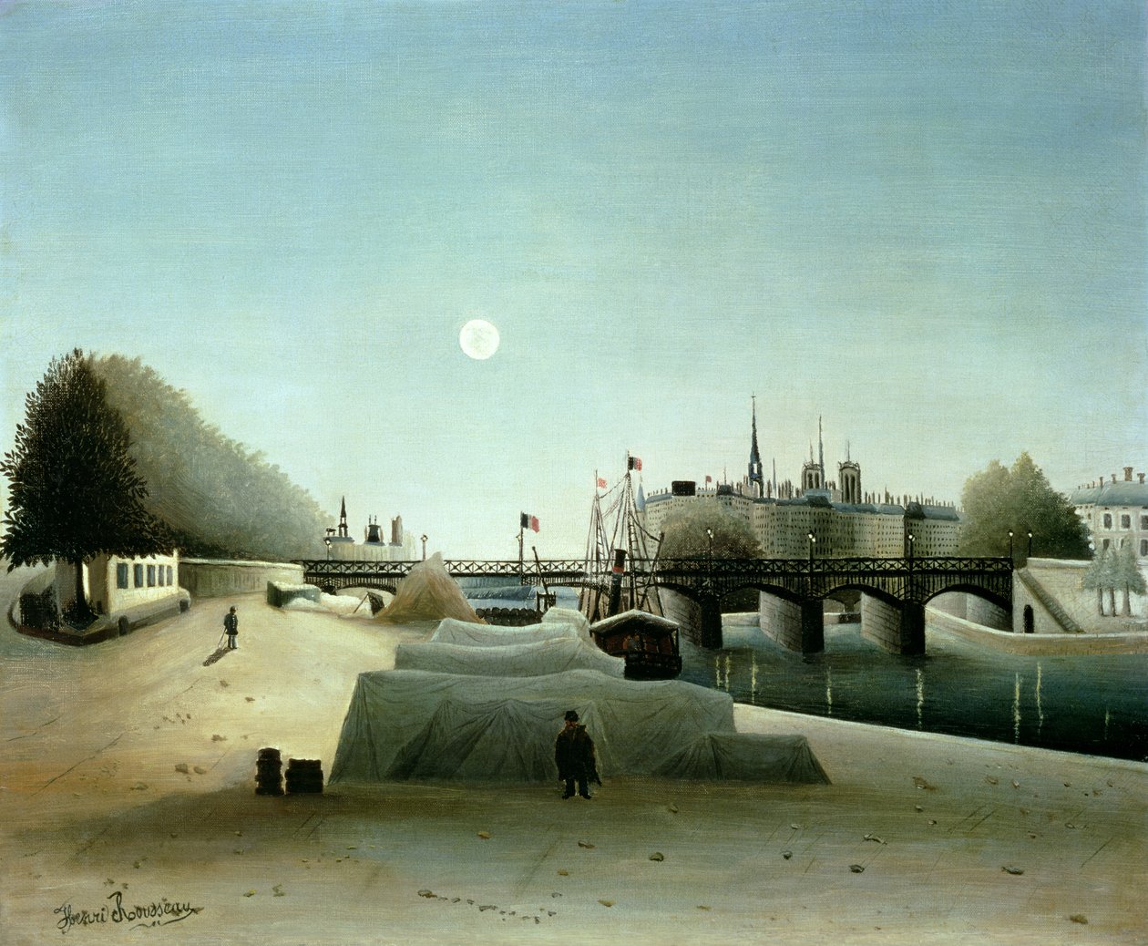 Widok na Ile Saint-Louis z Port Saint-Nicolas, wieczór, ok. 1888 r. autorstwa Henri J.F. Rousseau