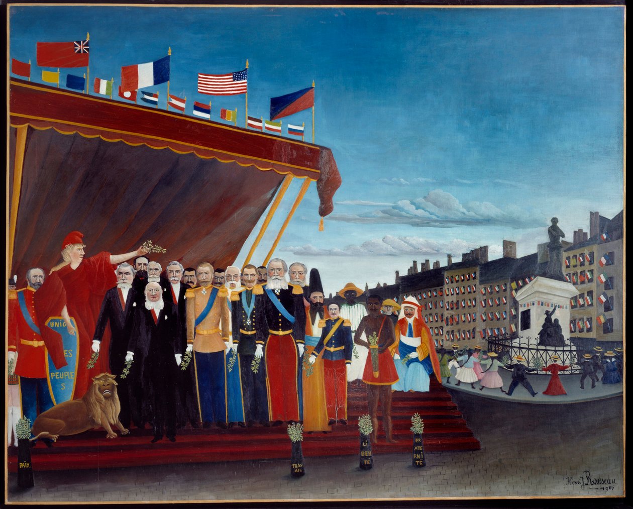 Przedstawiciel obcych mocarstw pozdrawiający republikę na znak pokoju Obraz Henri Rousseau dit le Douanier Rousseau autorstwa Henri J.F. Rousseau