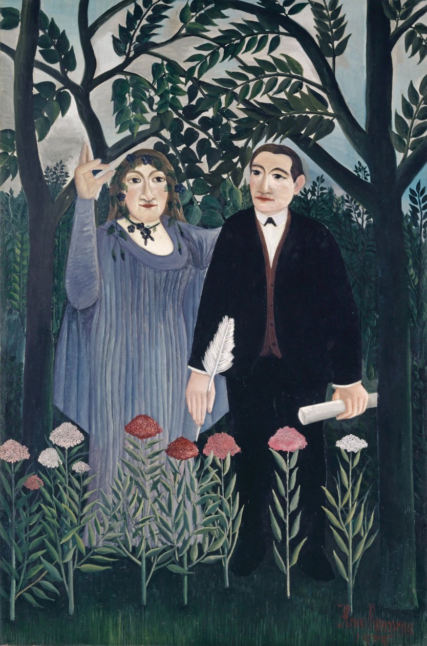 Muza inspirująca poetę, 1909 autorstwa Henri J.F. Rousseau