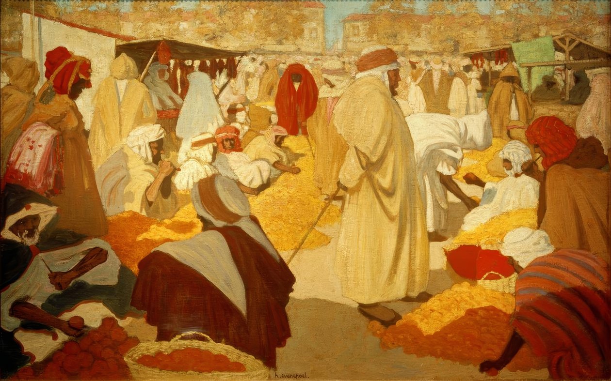 H.Evenepoel, Orangenmarkt w Blidah autorstwa Henri Jacques Edouard Evenepoel