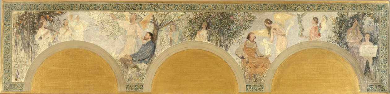 Szkic salonu przy południowym wejściu do Hôtel de Ville de Paris: Muzyka - Rzeźba autorstwa Henri Jean Guillaume Martin