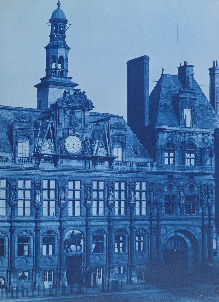 Hotel de Ville w Paryżu, 1853 (cyjanotypia) autorstwa Henri Jean Louis Le Secq