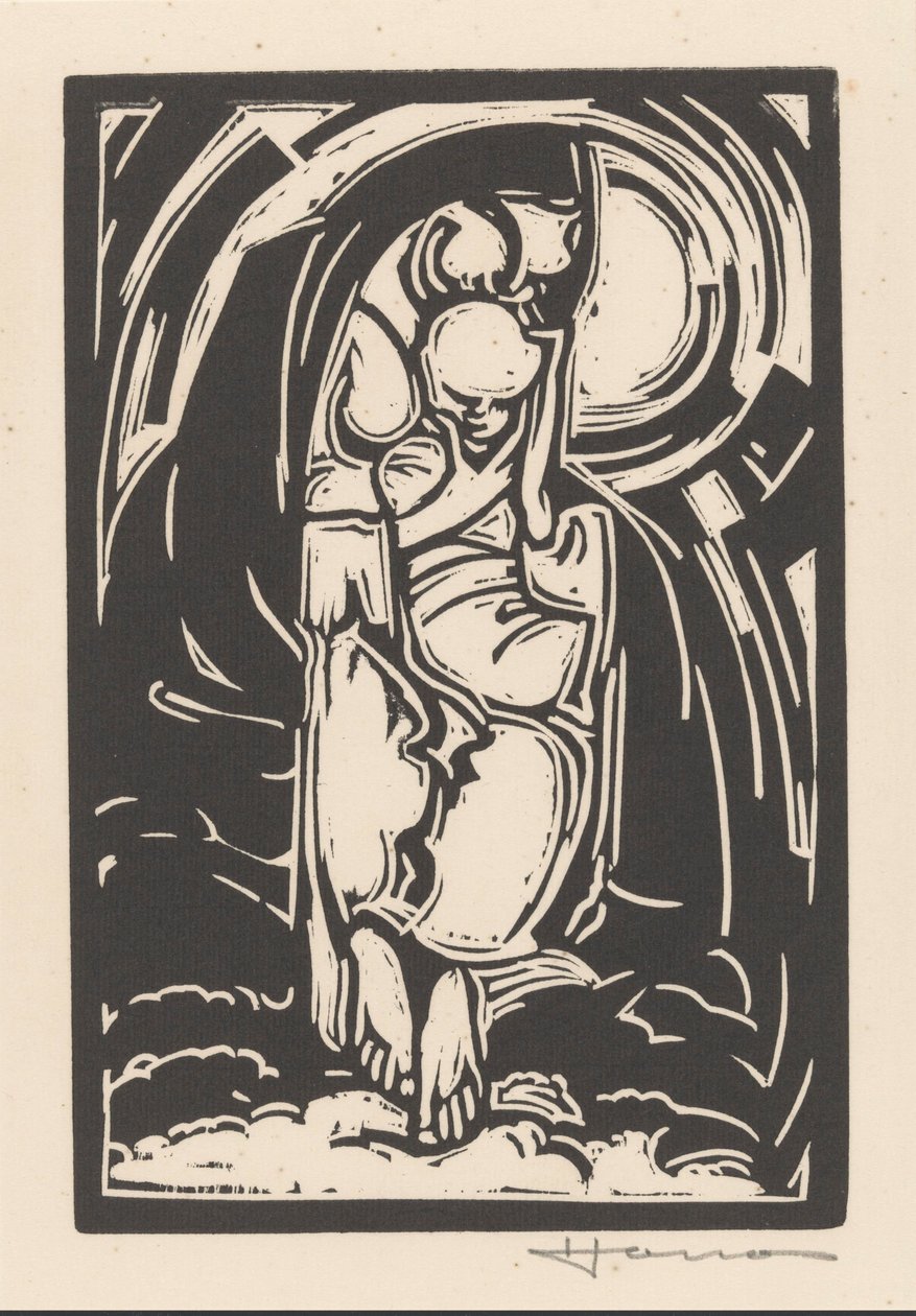 Postać trzymająca brodę autorstwa Henri Jonas (signed by artist)