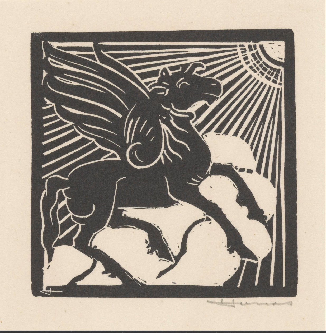 skrzydlaty koń autorstwa Henri Jonas (signed by artist)