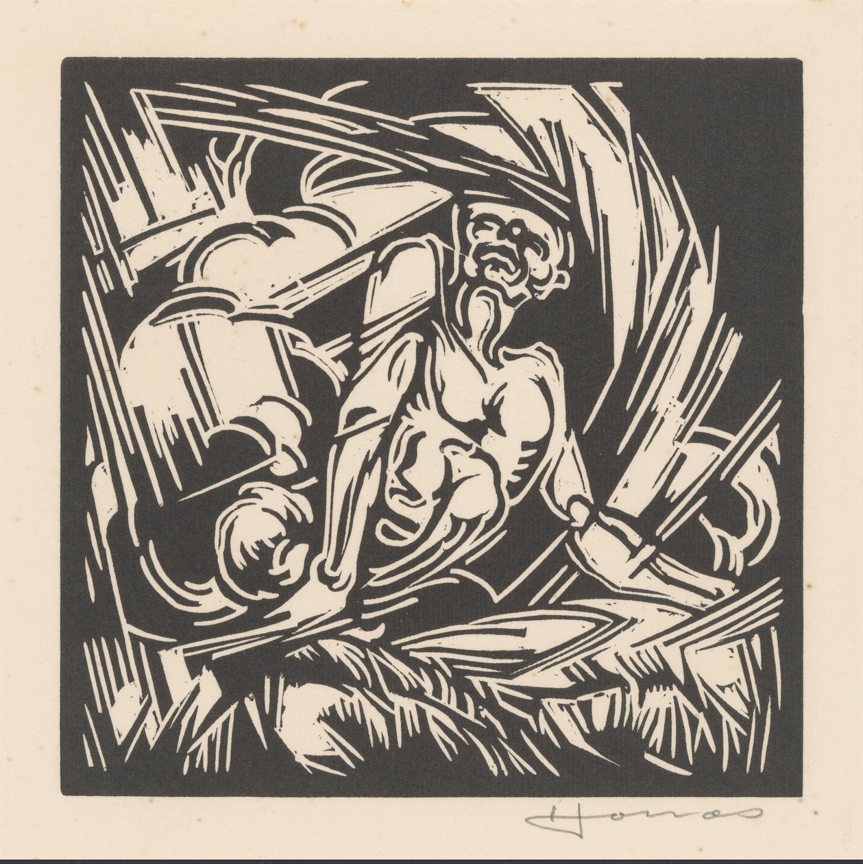 Personifikacja wiatru autorstwa Henri Jonas (signed by artist)