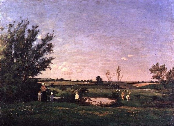 Okolice St. Pierre, Yonne (olej na płótnie) autorstwa Henri Joseph Harpignies