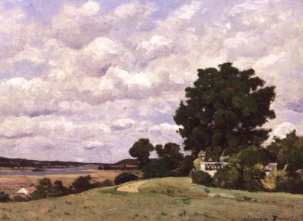 Krajobraz z rzeką z ogrodu w Chateau de Beauvoir autorstwa Henri Joseph Harpignies