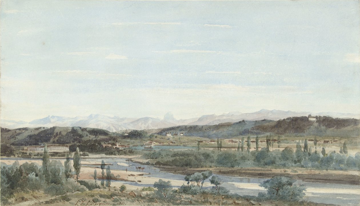 Krajobraz z doliną rzeki na południu Francji autorstwa Henri Joseph Harpignies