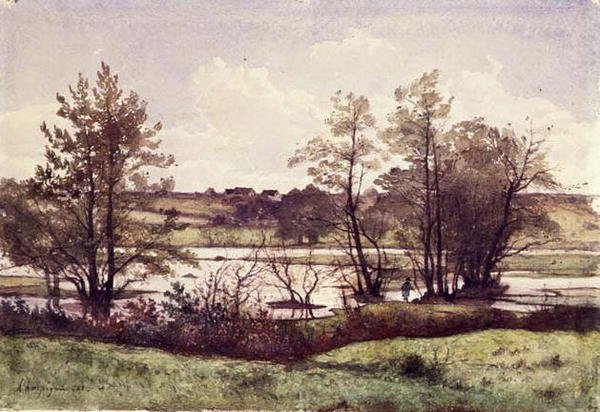 No.0849 Daleki potop, w pobliżu St. Prive autorstwa Henri Joseph Harpignies
