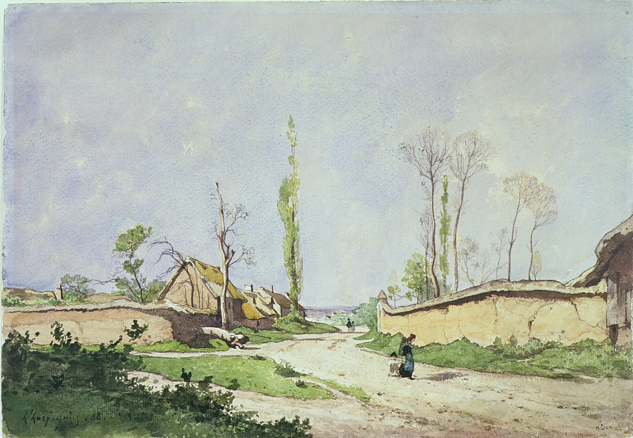 No.1534 A Village Road, Oiseme, 1888 autorstwa Henri Joseph Harpignies