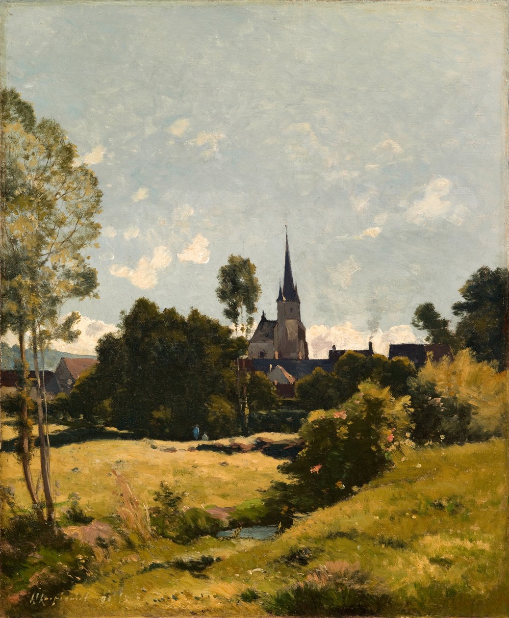 Kościół wiejski autorstwa Henri Joseph Harpignies