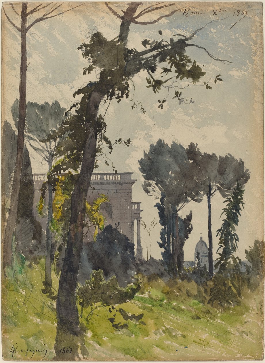 Widok na kopułę Bazyliki Świętego Piotra w Rzymie autorstwa Henri Joseph Harpignies