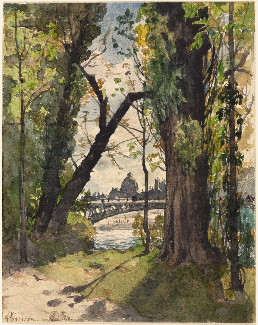 Widok na Institut de France od stóp Pont Royal, 1870. autorstwa Henri Joseph Harpignies
