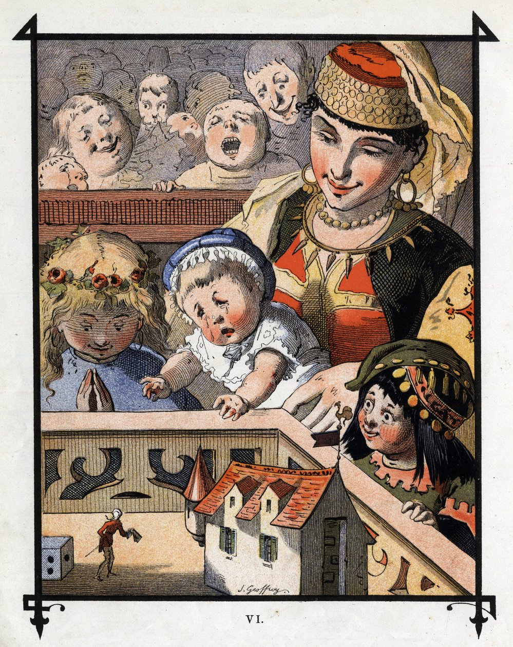 Ciekawostką dla dzieci jest Lemuel Gulliver w krainie gigantów Brobdingnag. Ilustracja do „Podróży Guliwera” Jonathana Swifta (1667-1745) autorstwa Henri Jules Jean Geoffroy