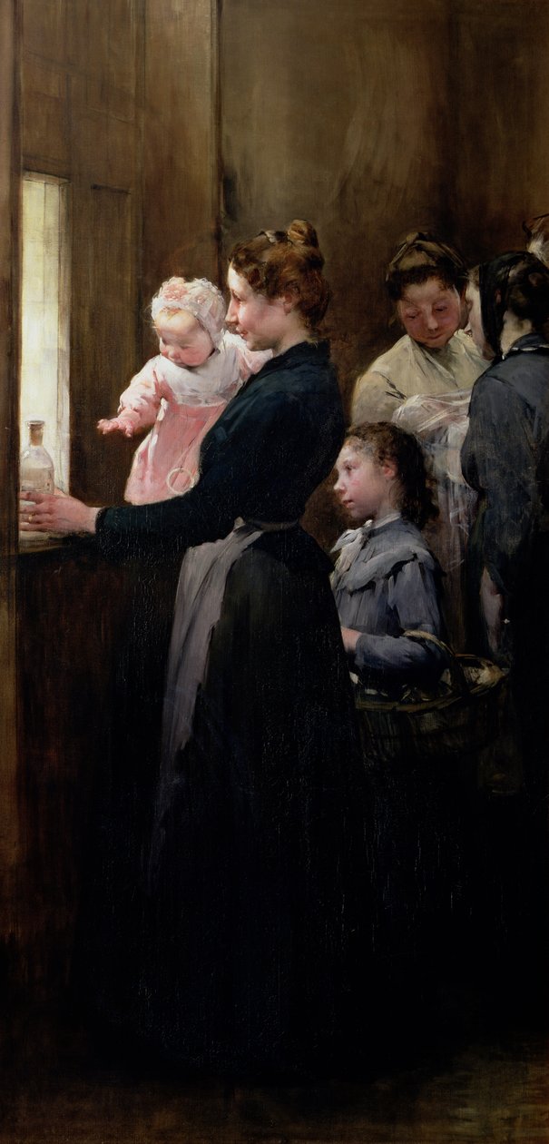 Kropla mleka w Belleville: Chirurgia doktora Variota, Dystrybucja mleka, 1903 autorstwa Henri Jules Jean Geoffroy