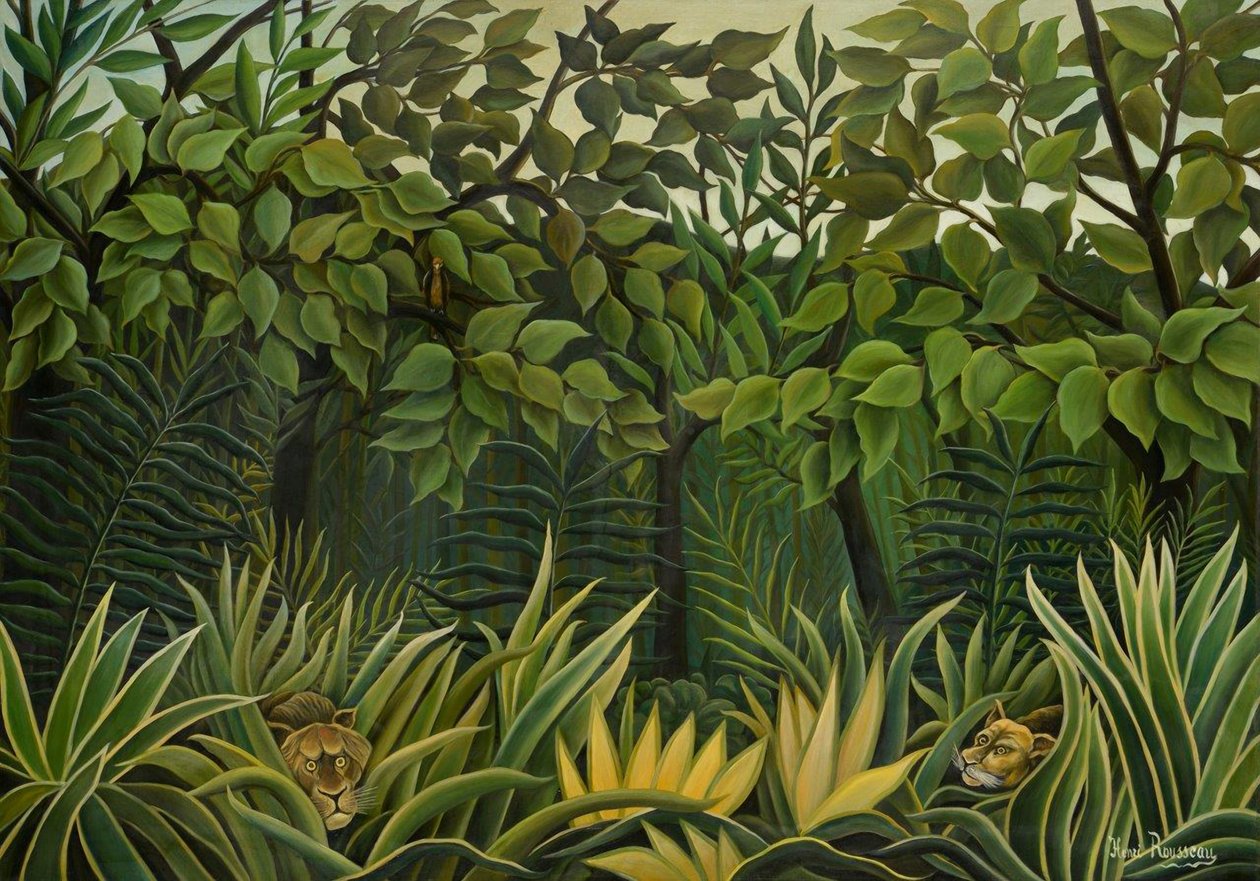 Dwa lwy na straży w dżungli, 1909-1910. autorstwa Henri Julien Félix Rousseau