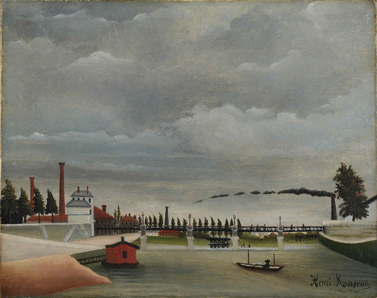 Widok kładki na Passy, 1890-1891. autorstwa Henri Julien Félix Rousseau