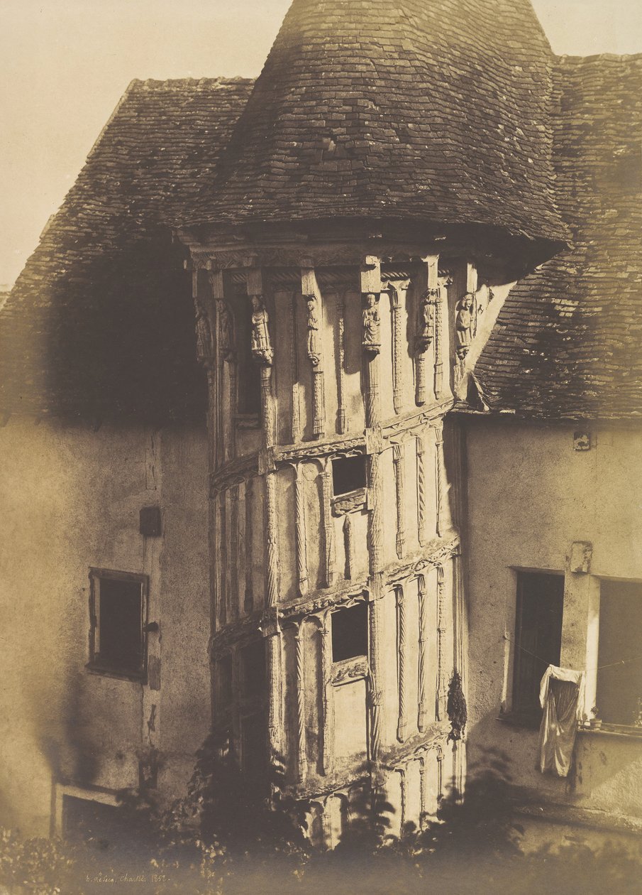 Drewniane schody w Chartres, 1852. autorstwa Henri Le Secq