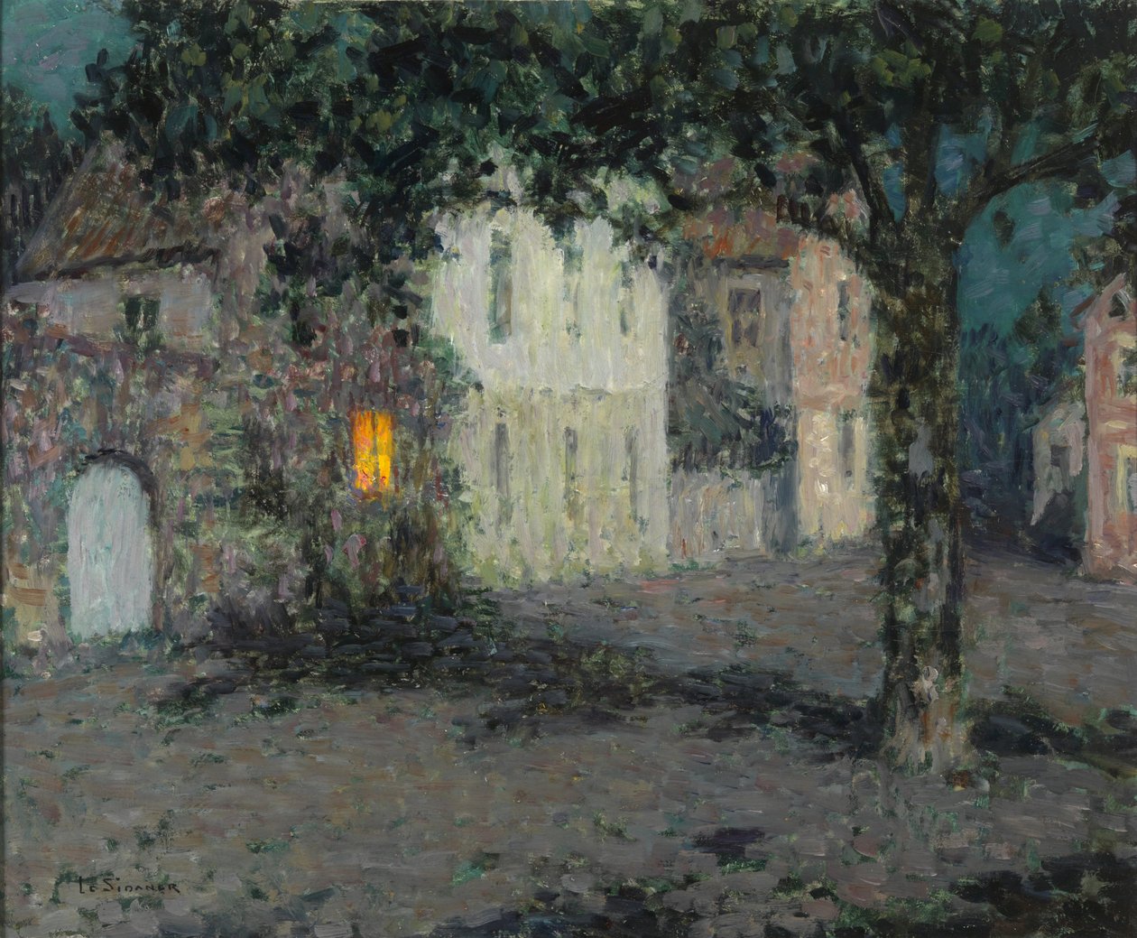 Księżycowy plac miejski w Cherbourgu, ok. 1934 autorstwa Henri Le Sidaner