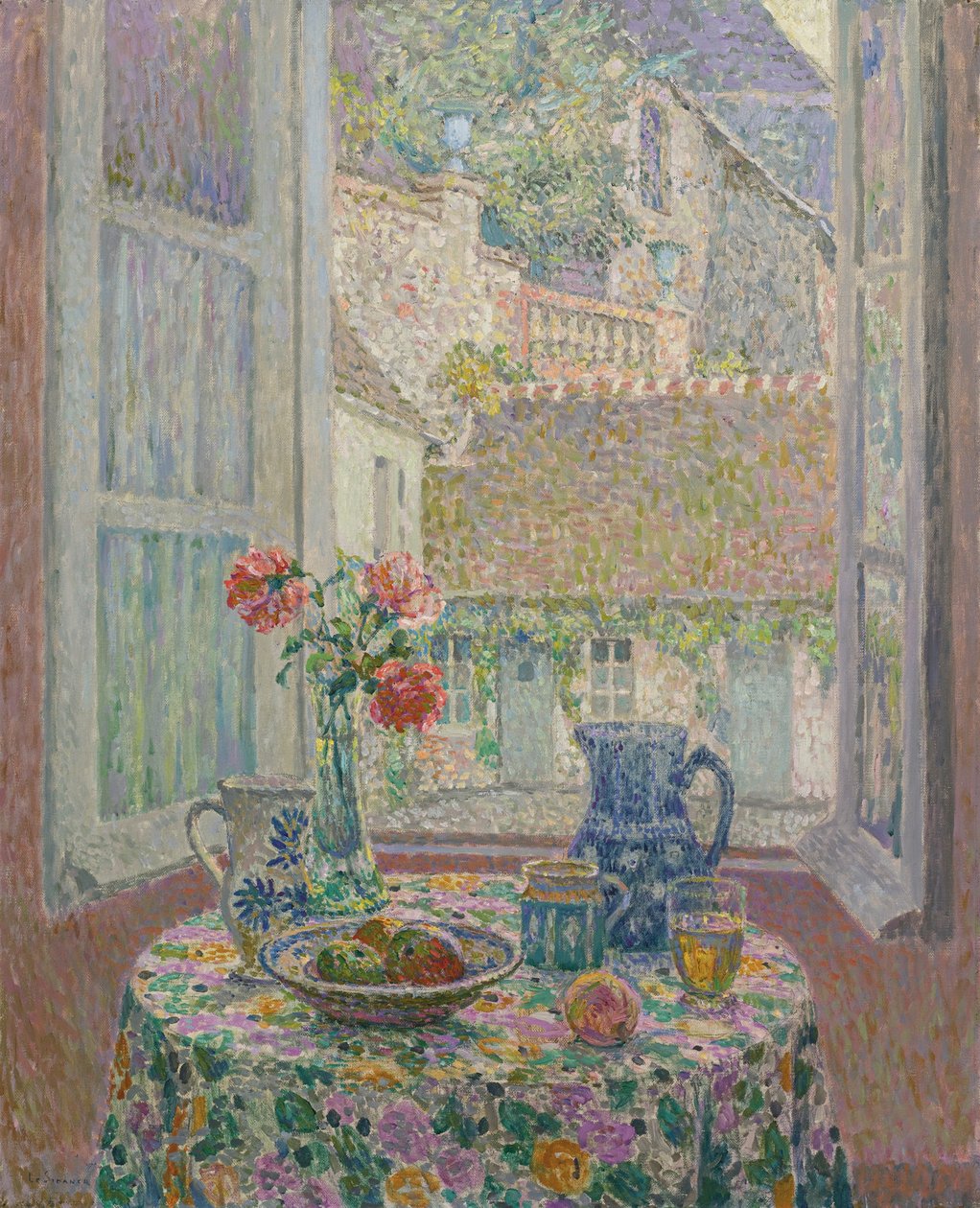 Stół z widokiem na dziedziniec, 1926 autorstwa Henri Le Sidaner