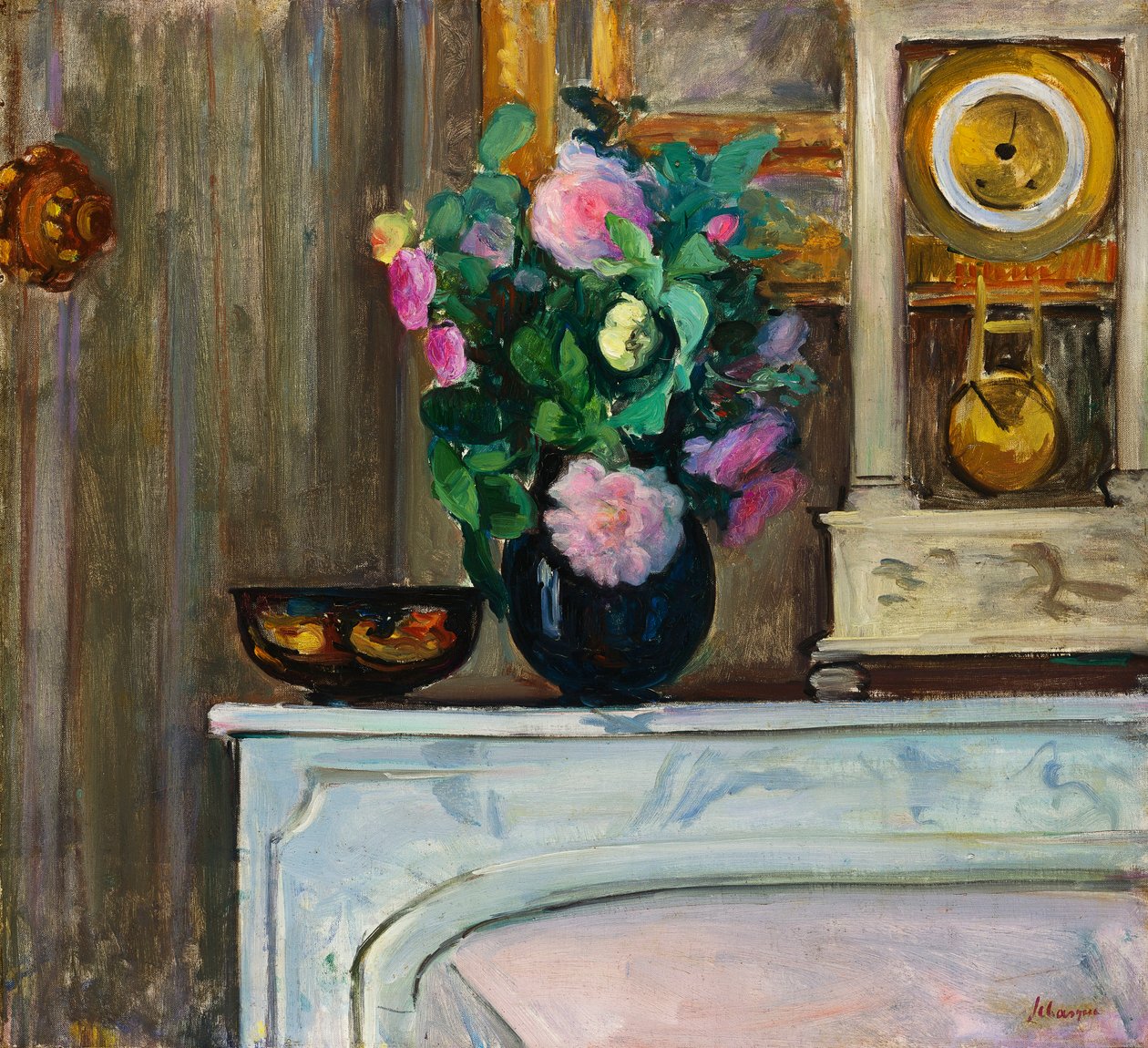 Bukiet kwiatów na kominku, 1920 autorstwa Henri Lebasque