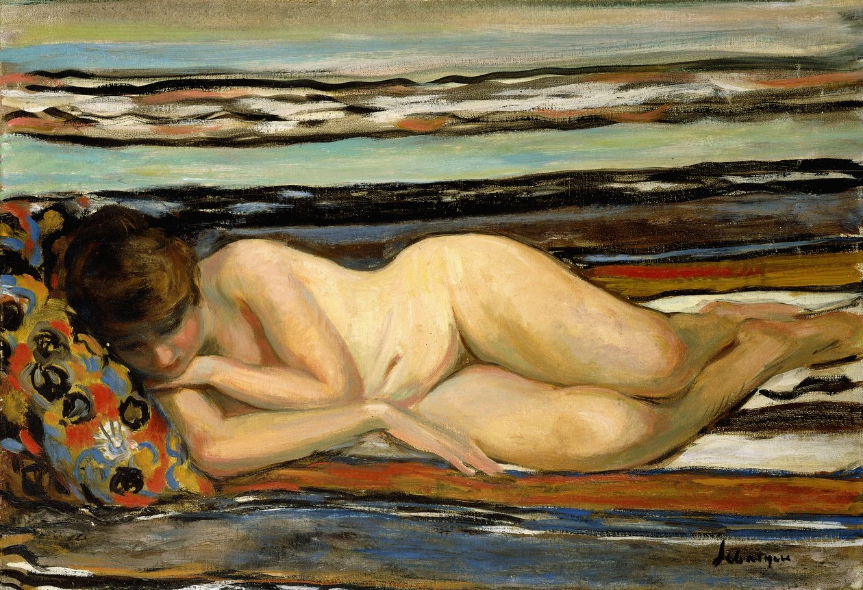 Naga kobieta śpi; Nu Allong, autorstwa Henri Lebasque