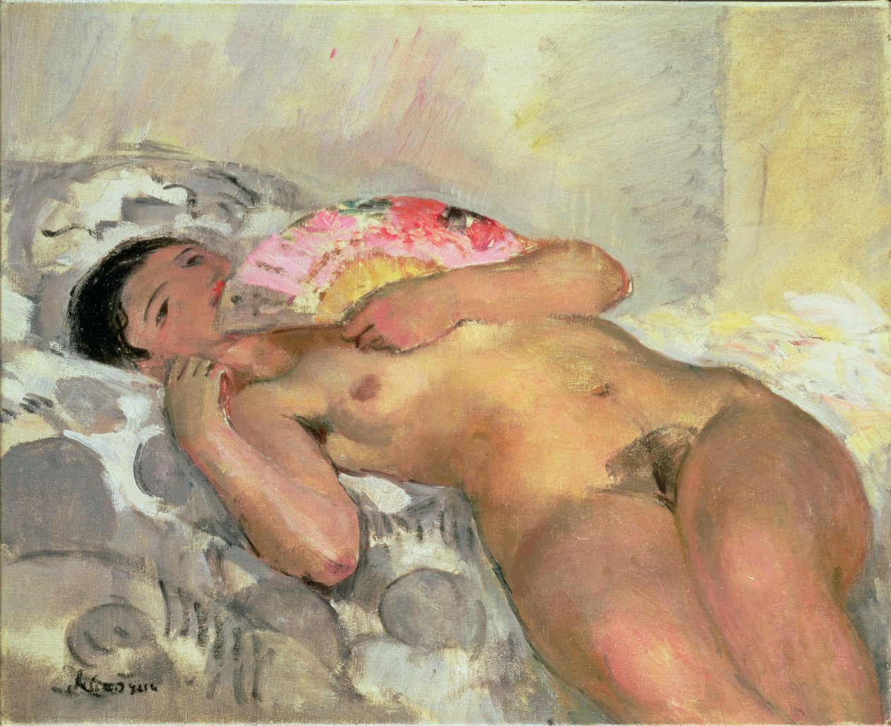 Naga kobieta z wachlarzem autorstwa Henri Lebasque