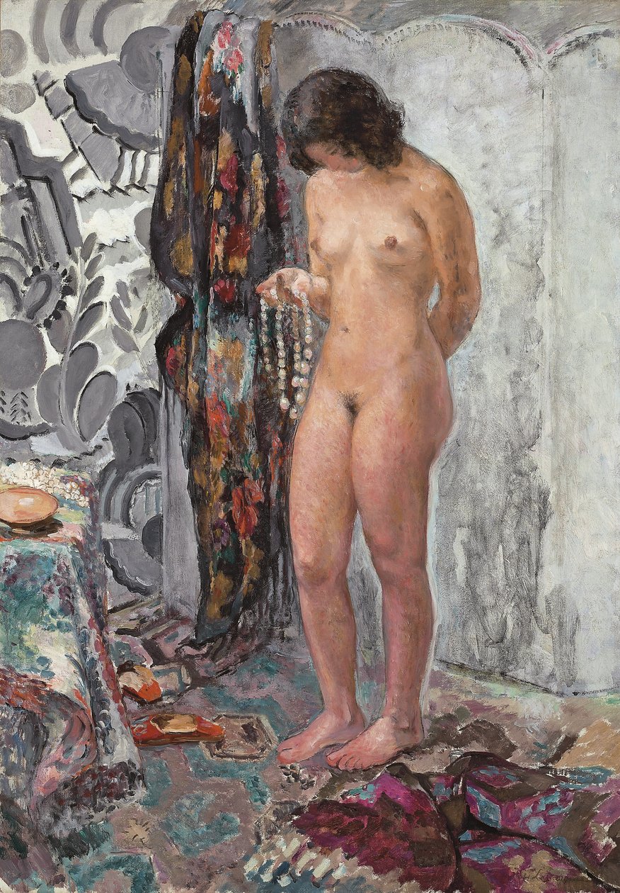 Akt stojący z naszyjnikiem, ok. 1930 r. 1923 autorstwa Henri Lebasque