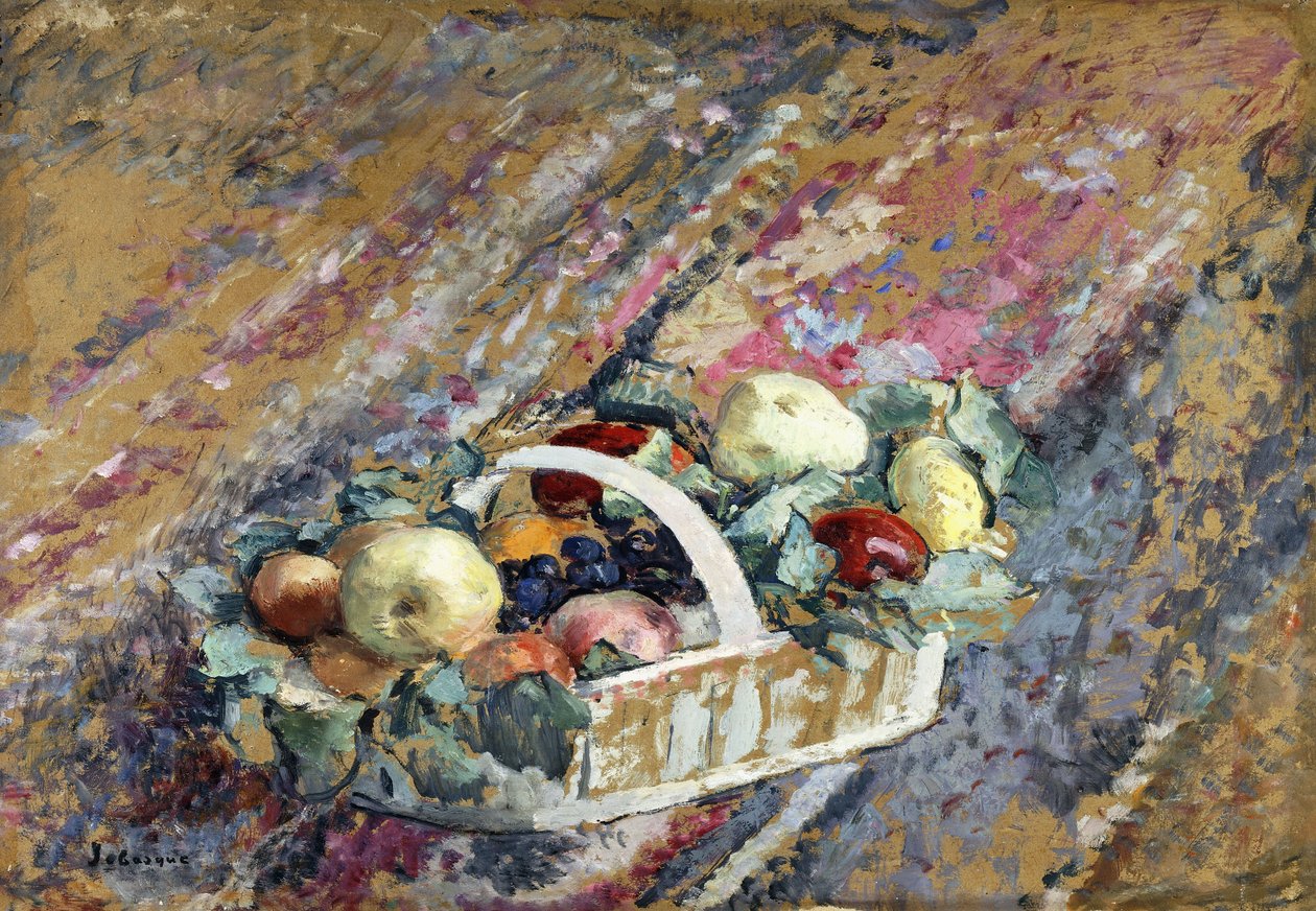 Martwa natura z koszem owoców; Natura Morte au Panier de Fruits, autorstwa Henri Lebasque