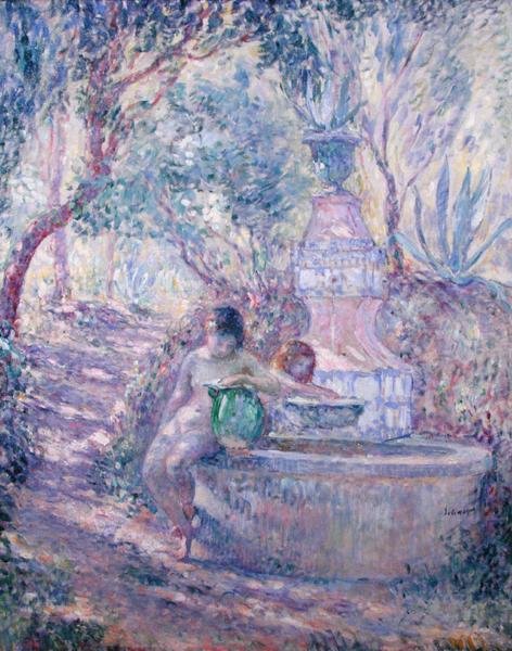 Fontanna w St.Tropez, ok.1895 (olej na płótnie) autorstwa Henri Lebasque