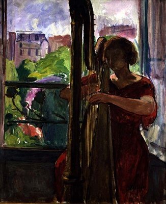 Harfista (olej na płótnie) autorstwa Henri Lebasque