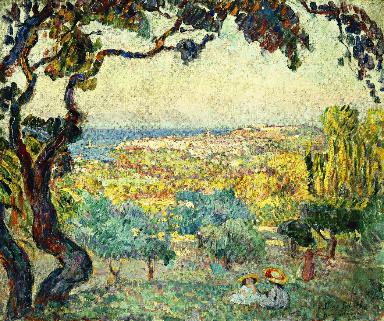 Dwoje dzieci w krajobrazie wybrzeża; Dwoje dzieci w morskim krajobrazie, autorstwa Henri Lebasque