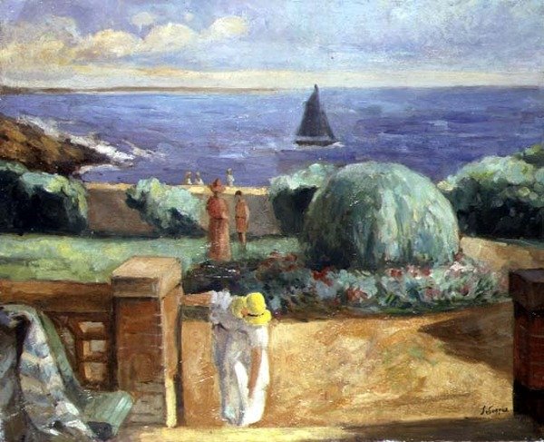 Kobieta na tarasie w Prefailles autorstwa Henri Lebasque