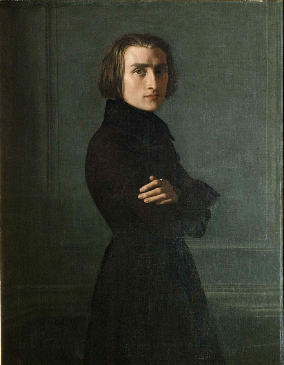 Portret kompozytora Franciszka Liszta 1811-1886, 1839. autorstwa Henri Lehmann