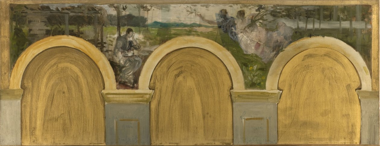 Szkic na Salon des Sciences w paryskim ratuszu: Koronacja nauki, między 1888 a 1892 (olej na płótnie, kwadrat) autorstwa Henri Lerolle